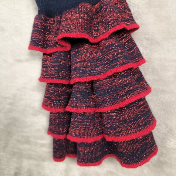 Club Monaco Sweater Navy Blue with Metallic Ruffles Sleeve Womens Size M - Picture 4 of 7